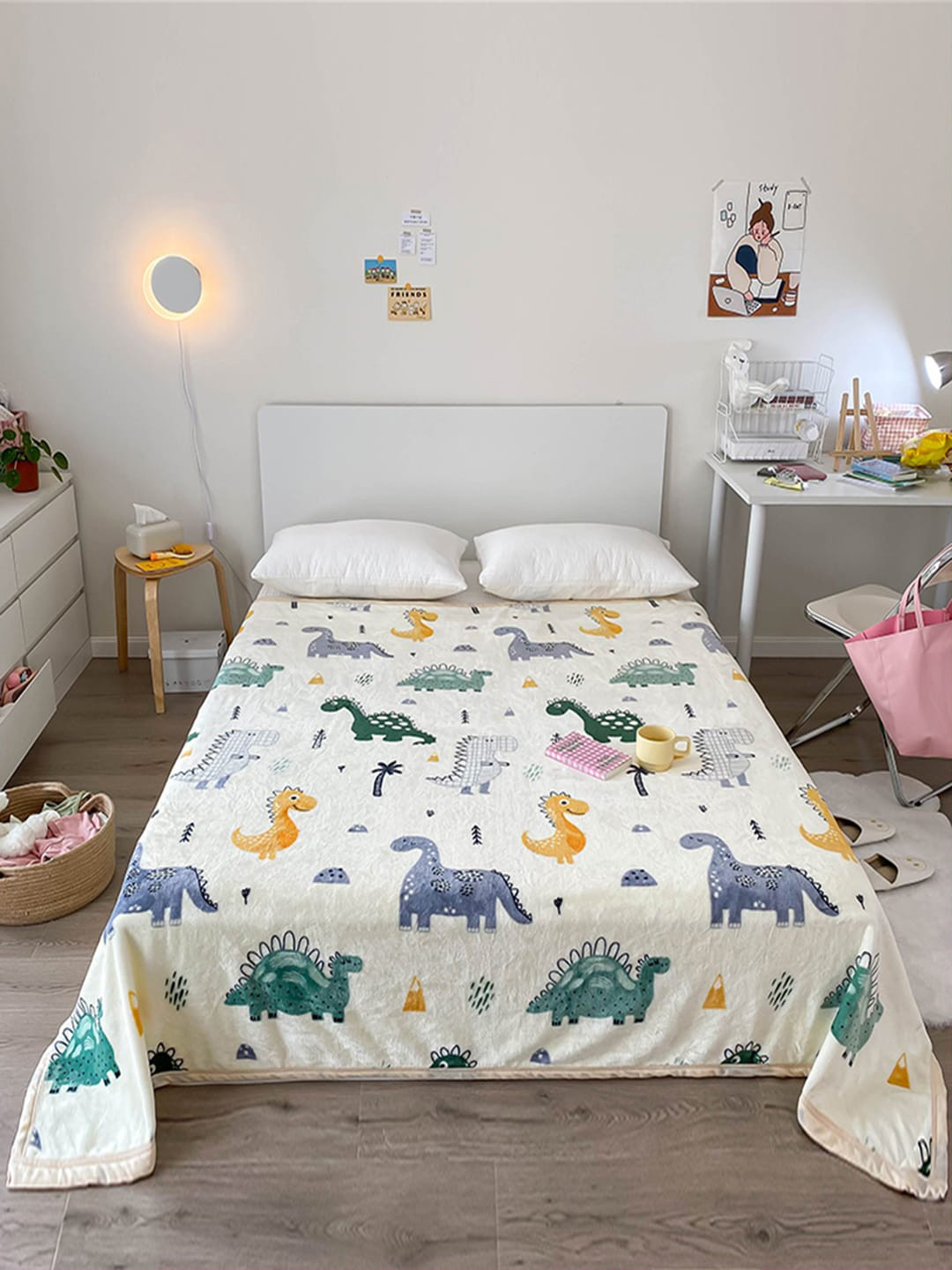 

JC Collection White & Blue AC Room 350 GSM Single Bed Blanket