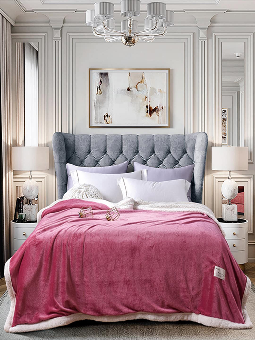 

JC Collection Pure Cotton AC Room 400 GSM Double Bed Blanket, Rose