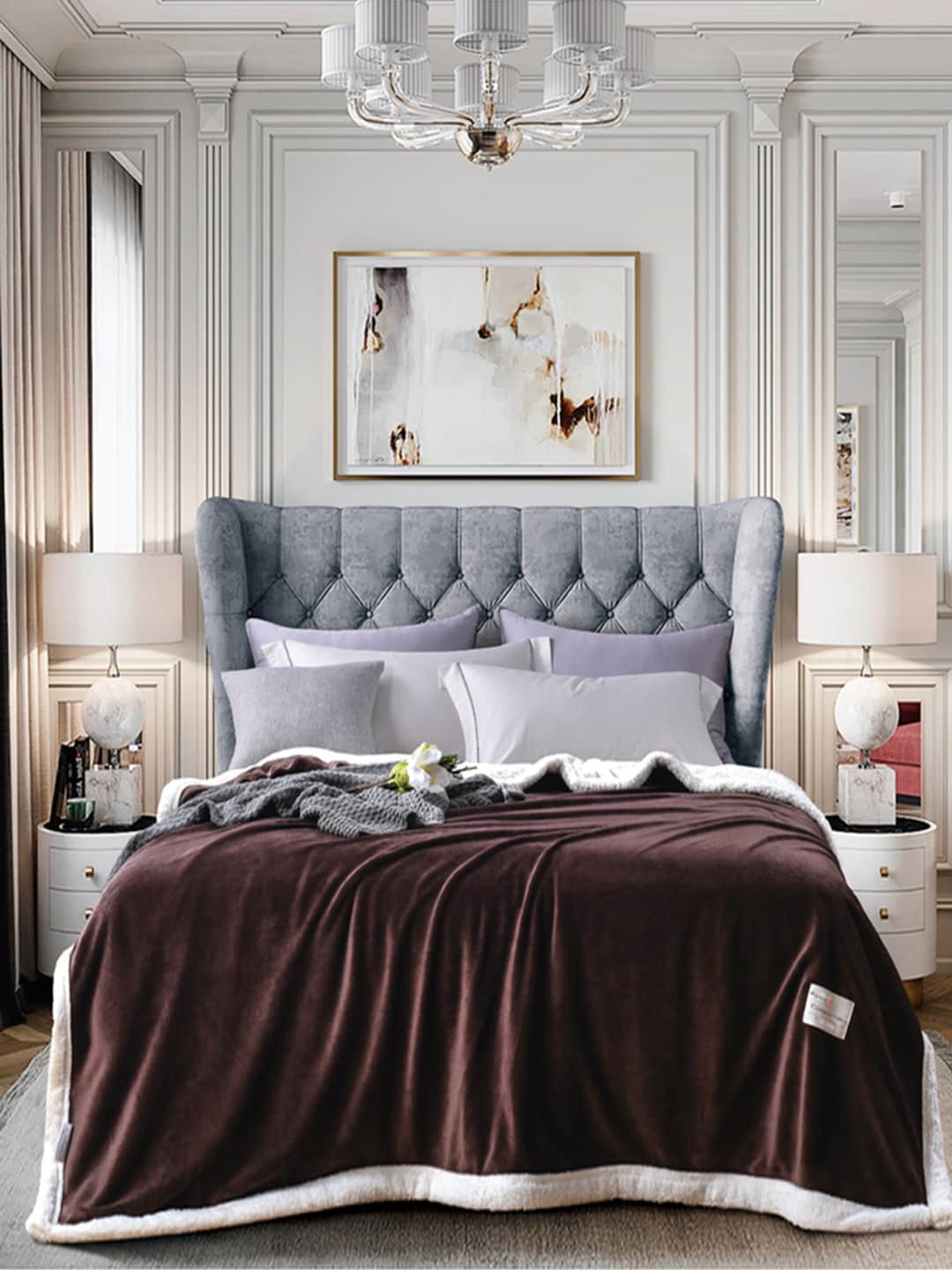 

JC Collection Brown & White AC Room 400 GSM Double Bed Blanket