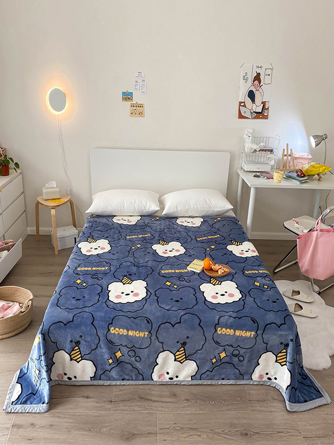 

JC Collection Cartoon Characters AC Room 350 GSM Single Bed Blanket, Blue