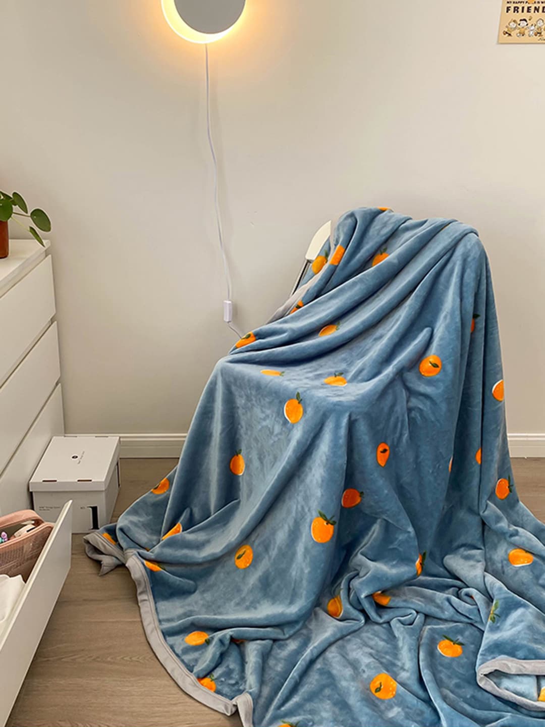 

JC Collection Green & Orange Geometric AC Room 350 GSM Double Bed Blanket