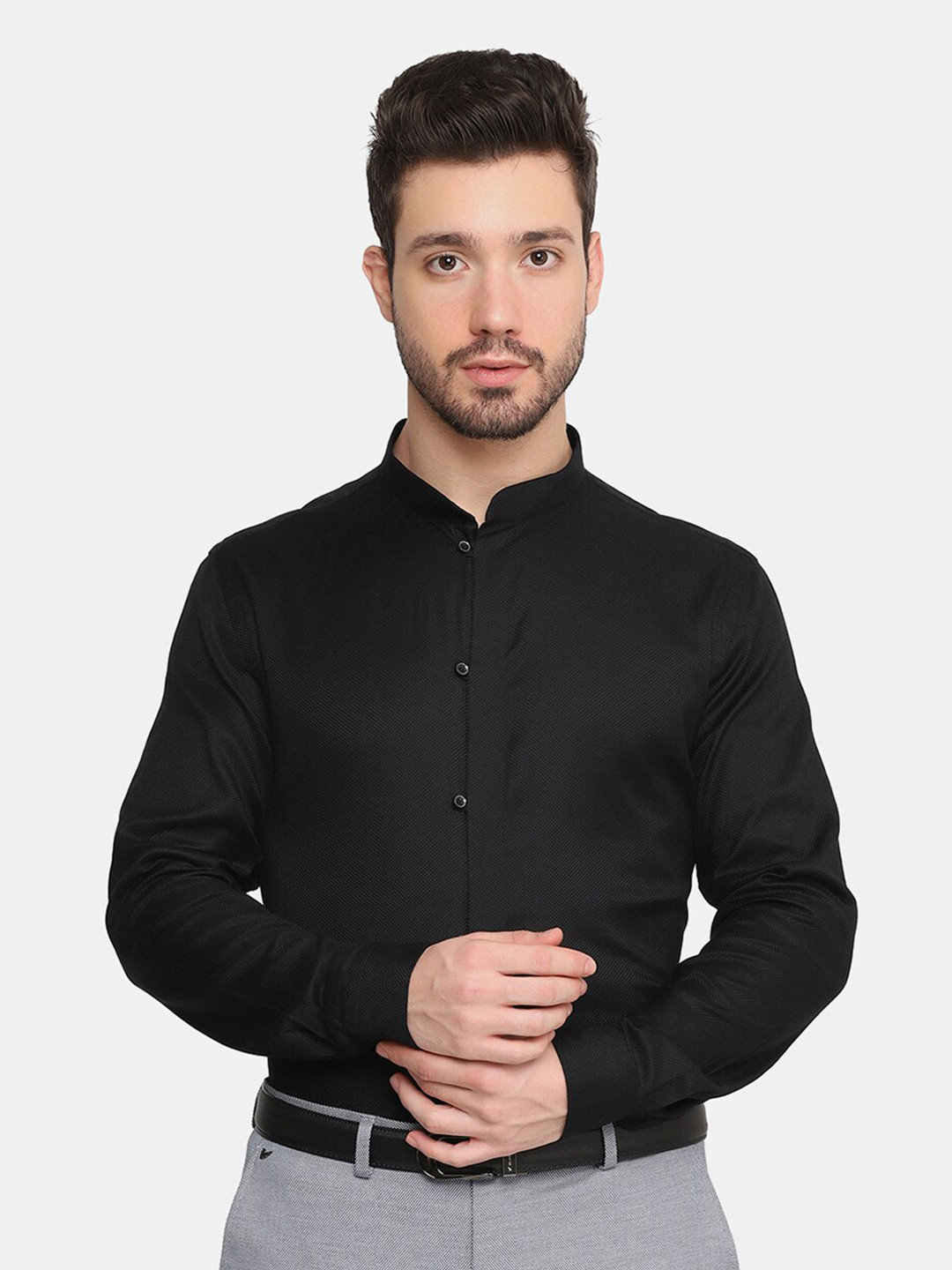 

Blackberrys Men Black Slim Fit Pure Cotton Formal Shirt