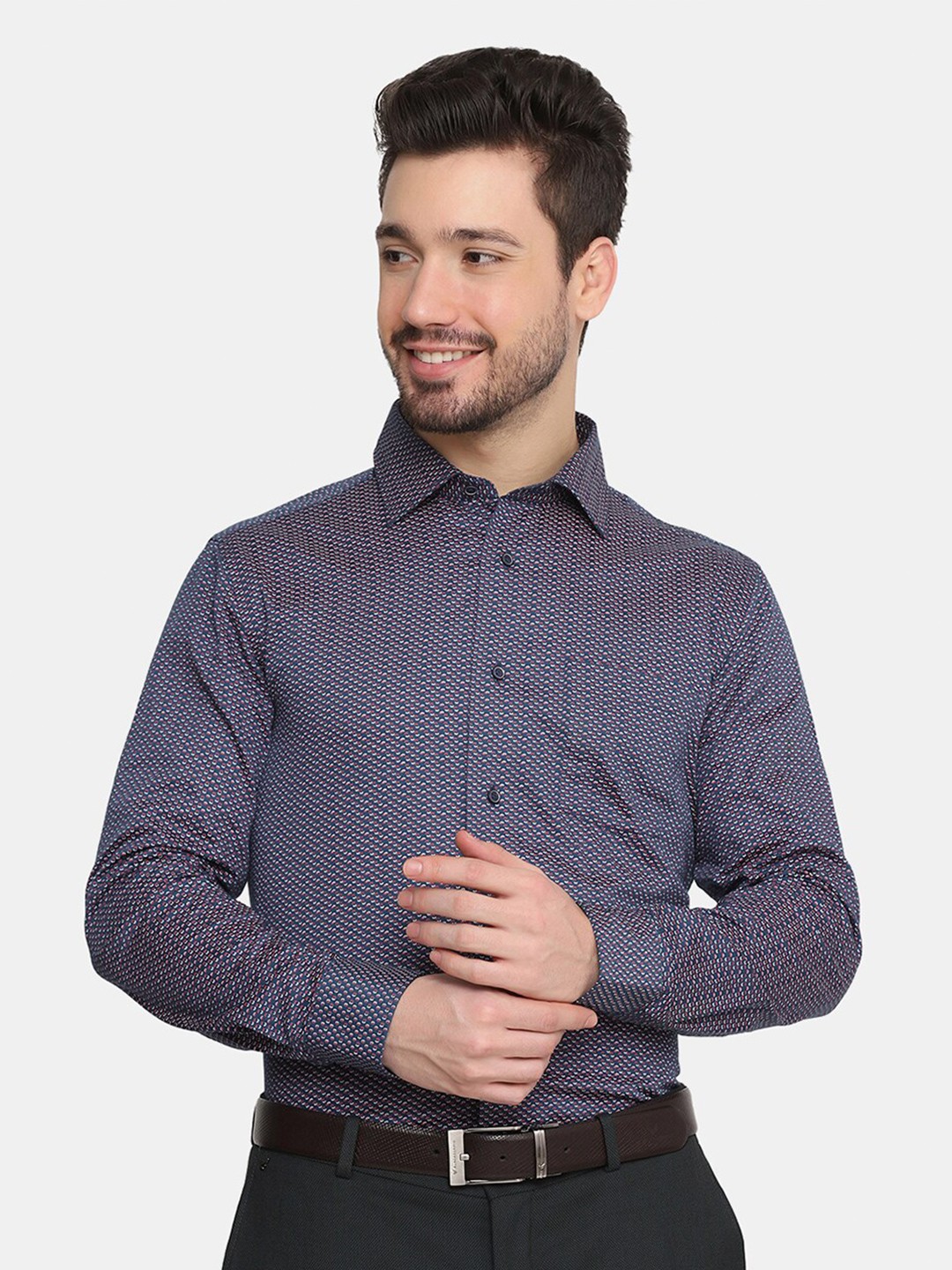 

Blackberrys Men Blue India Slim Slim Fit Printed Casual Shirt