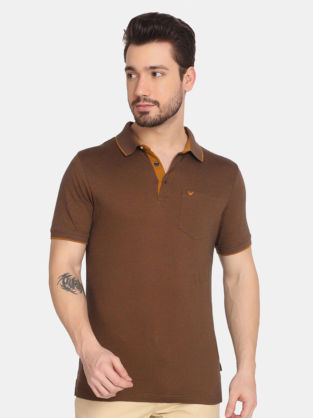 

Blackberrys Men Brown Polo Collar Slim Fit T-shirt