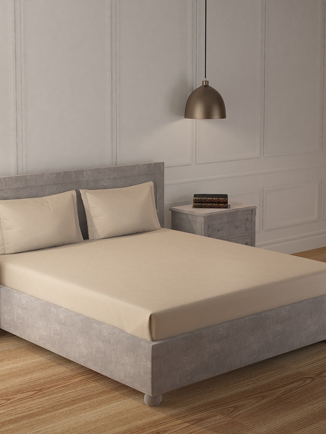 

Duroflex 300 TC King Cotton Bedsheet with 2 Pillow Covers, Beige