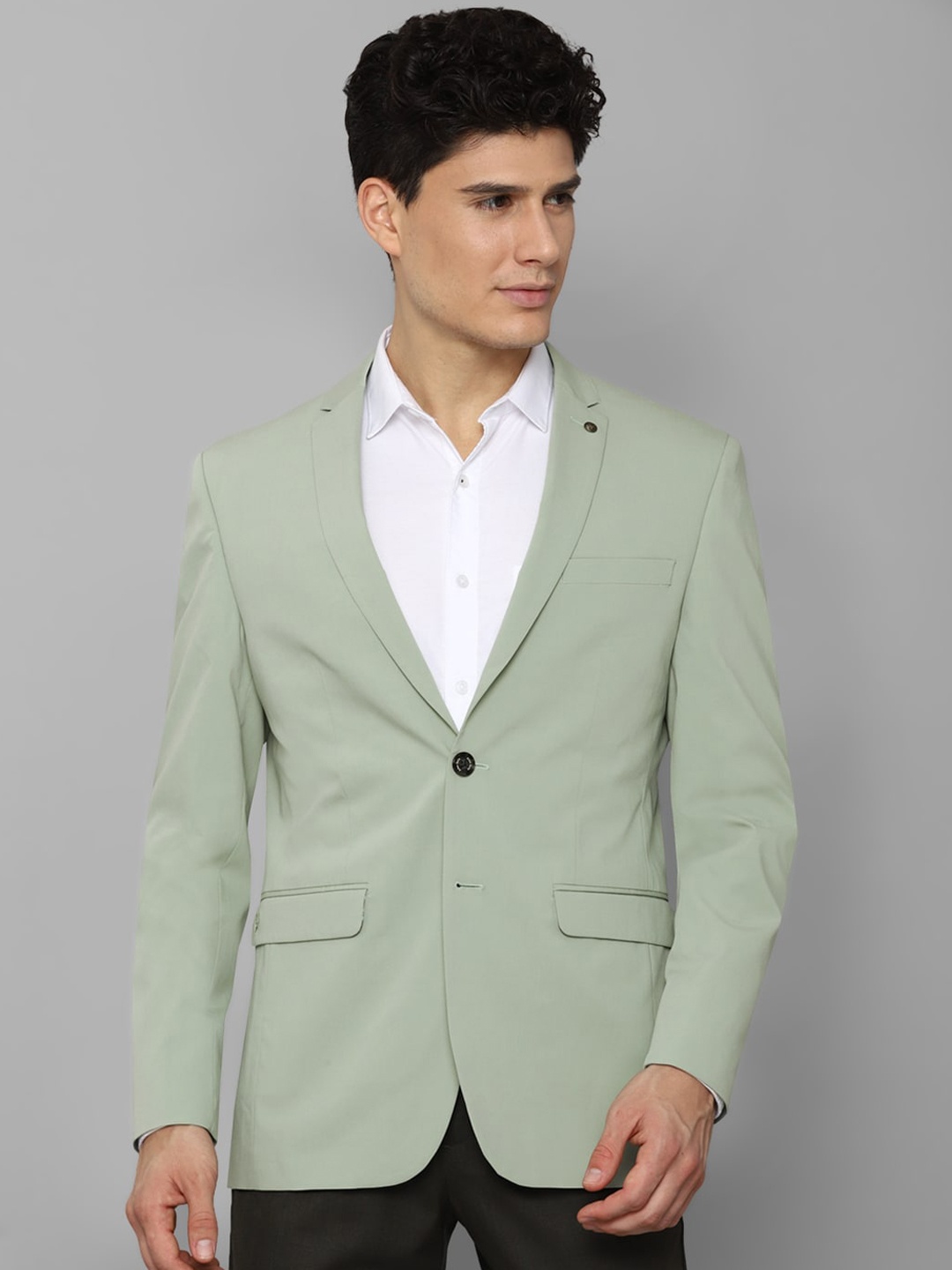 

Allen Solly Men Green Solid Single Breasted Slim Fit Blazers