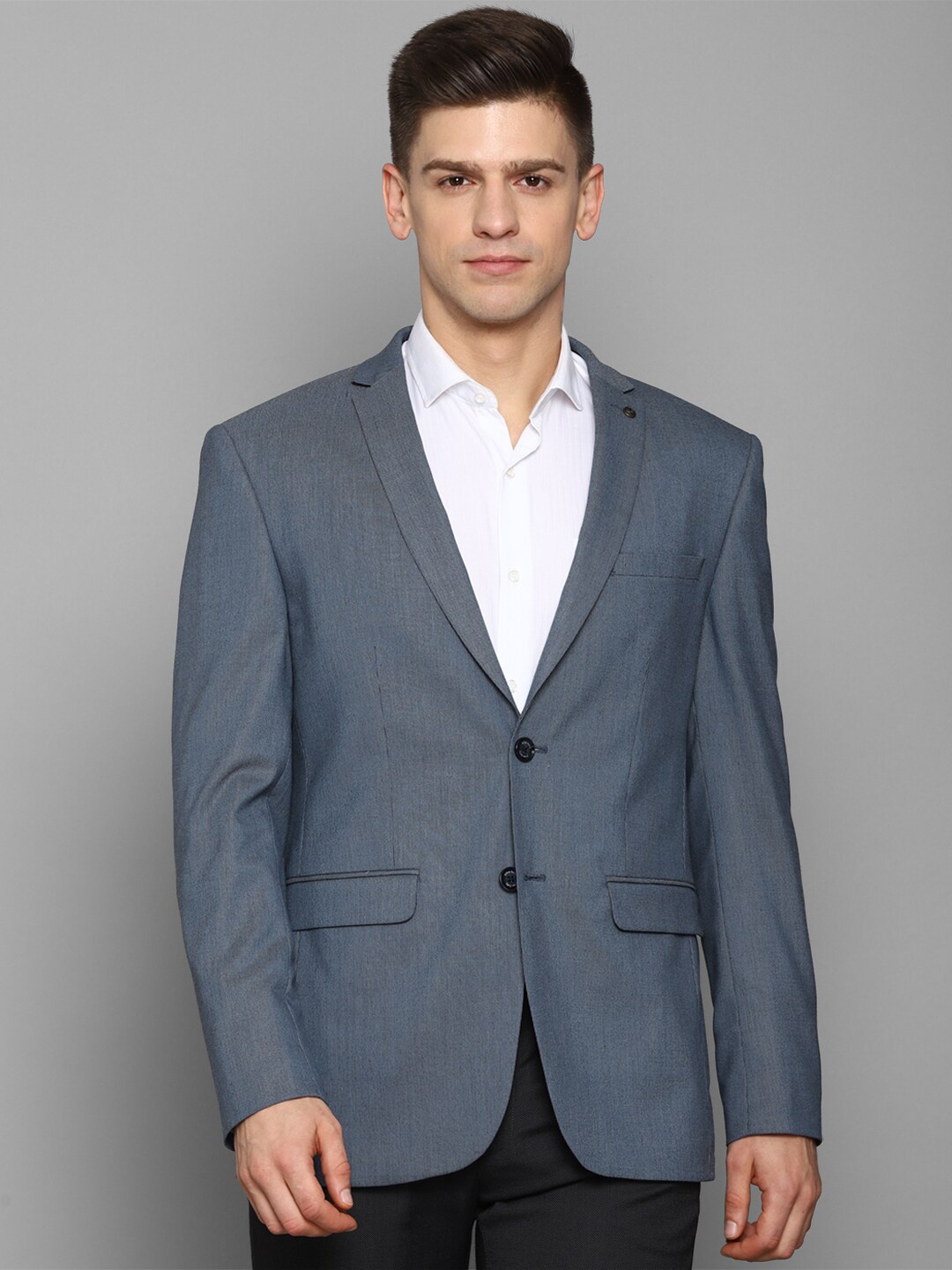 

Allen Solly Men Blue Textured Slim-Fit Single-Breasted Casual Blazer