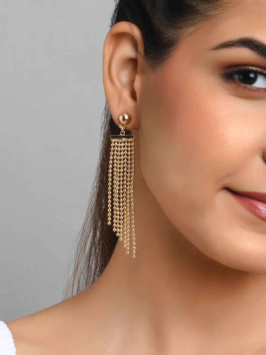 

ToniQ Women Gold-Toned Geometric Drop Earrings