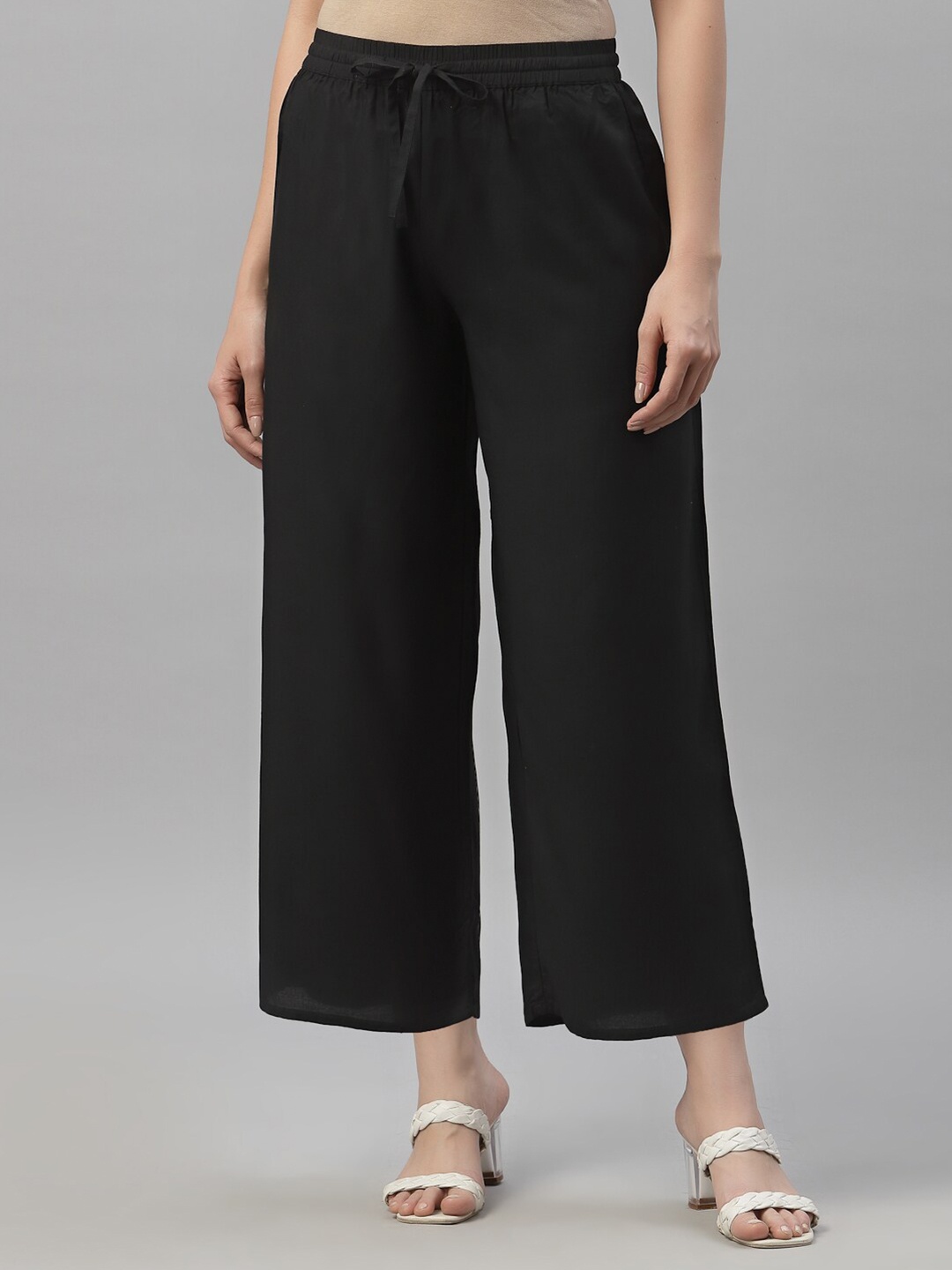 

Juniper Women Flared Ethnic Palazzos, Black