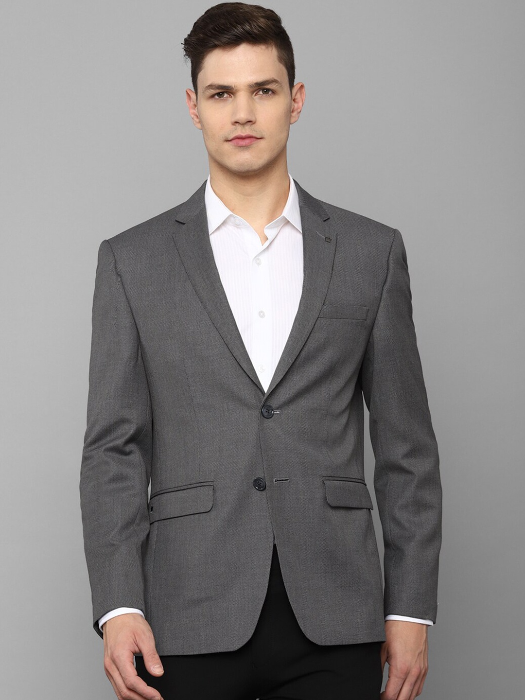

Louis Philippe Men Grey Solid Slim-Fit Single Breasted Formal Blazers