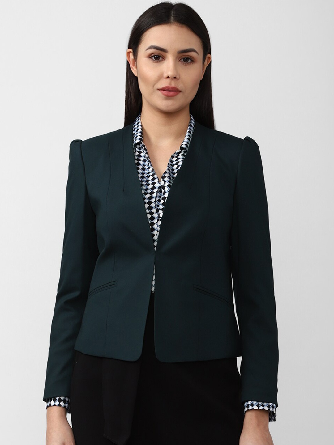 

Van Heusen Woman Women Green Solid Single Breasted Formal Blazers