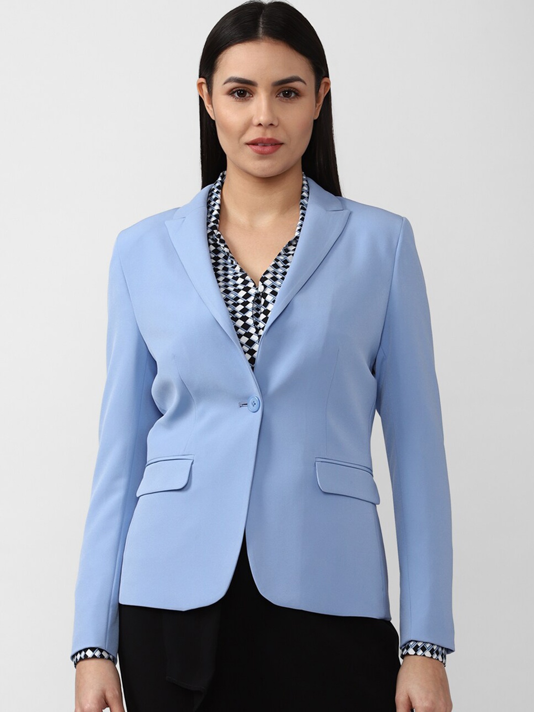 

Van Heusen Women Blue Solid Regular-Fit Formal Blazer