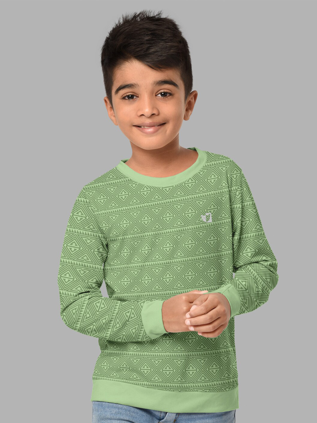 

HELLCAT Boys Green Printed Regular Fit Blended Cotton Long Sleeves Bio Finish T-shirt