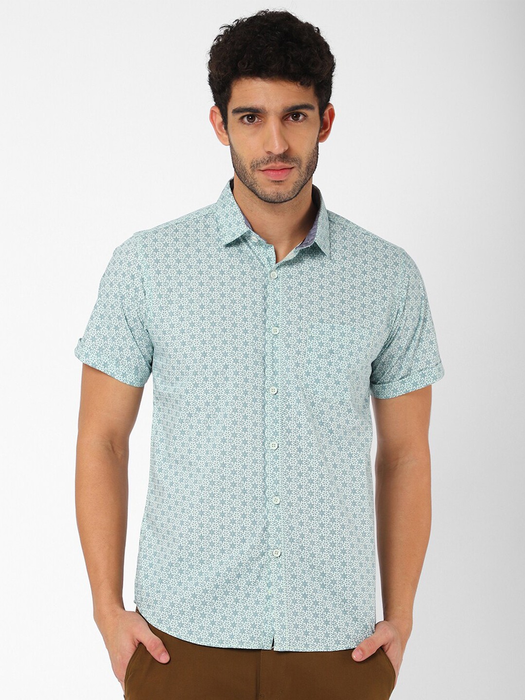 

R&B Men Blue Floral Printed Casual Shirt