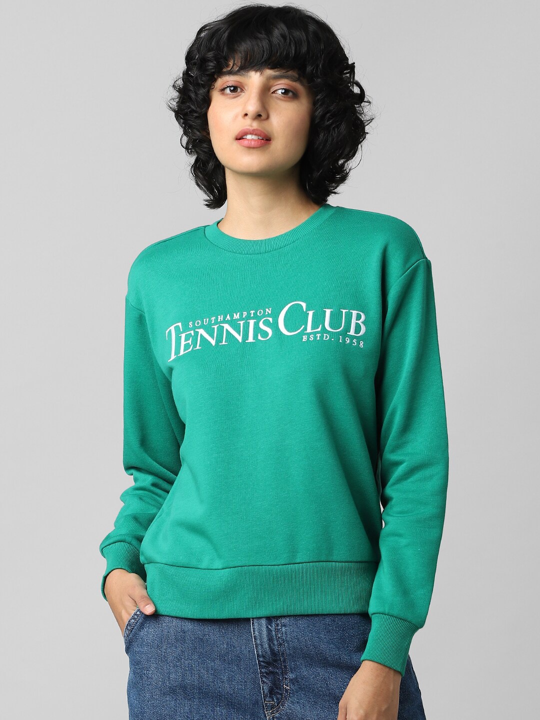 

ONLY Women Green Printed Sweatshirt