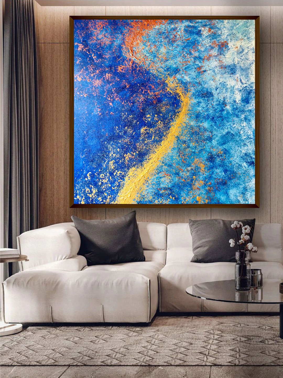 

The Art House Blue & Yellow Abstract Wall Art