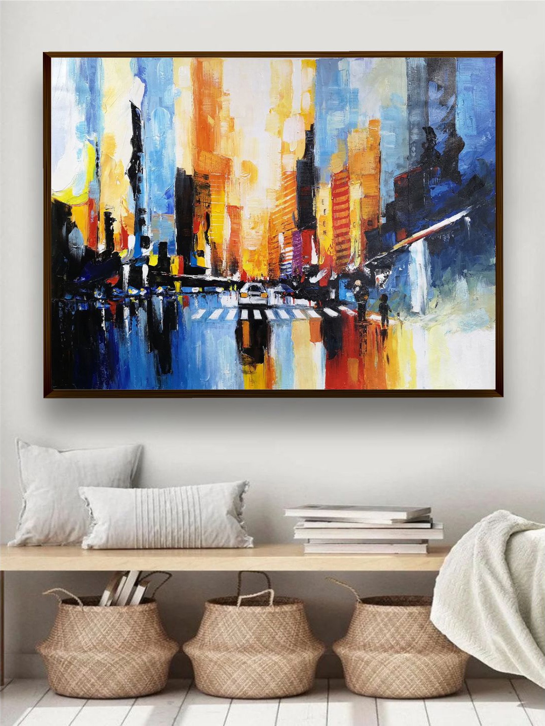 

The Art House Yellow & Blue Abstract Framed Wall Painting