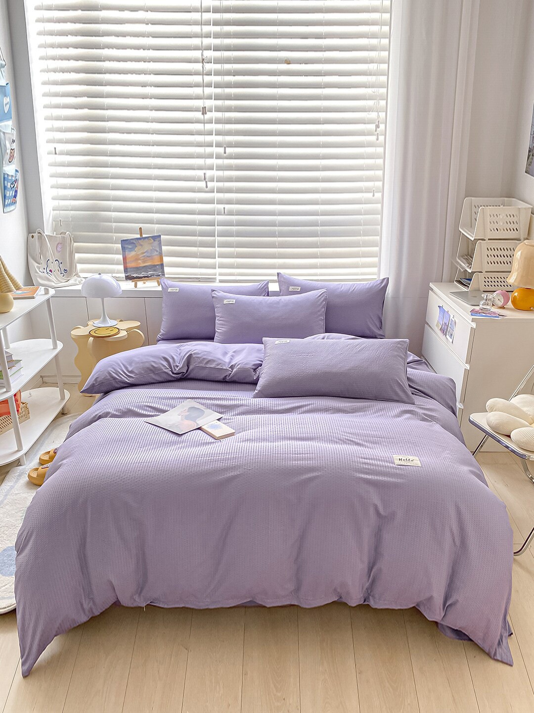 

JC HOME Purple Solid Bedding Set