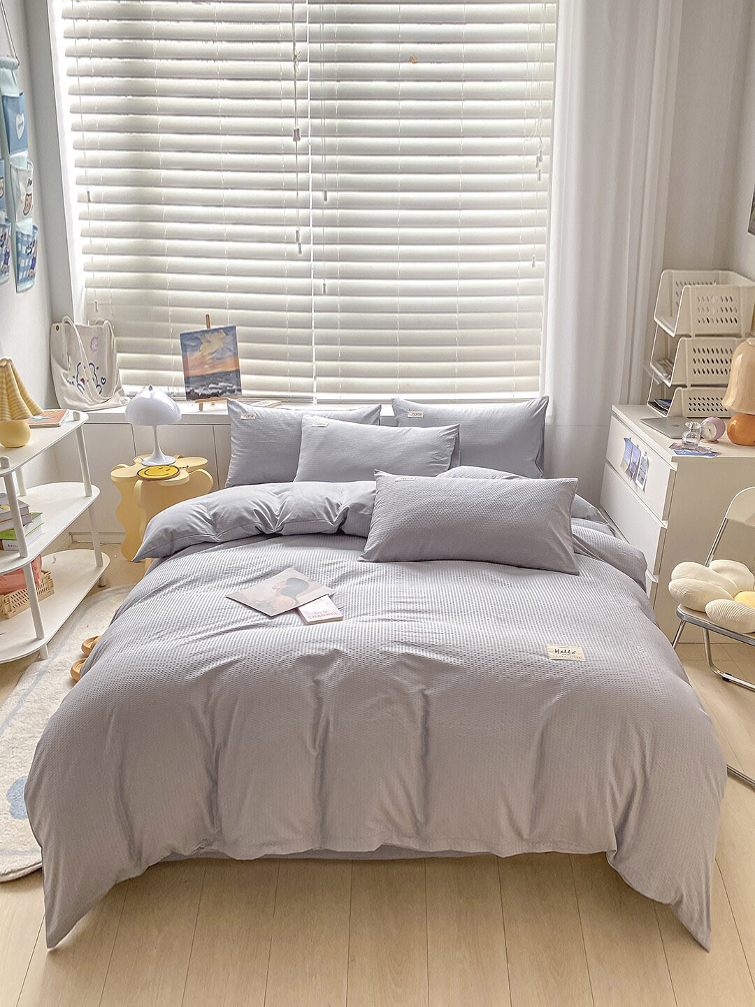

JC Collection Grey Solid Double King Bedsheet with 2 Pillow Covers & 1 Quilt Cover