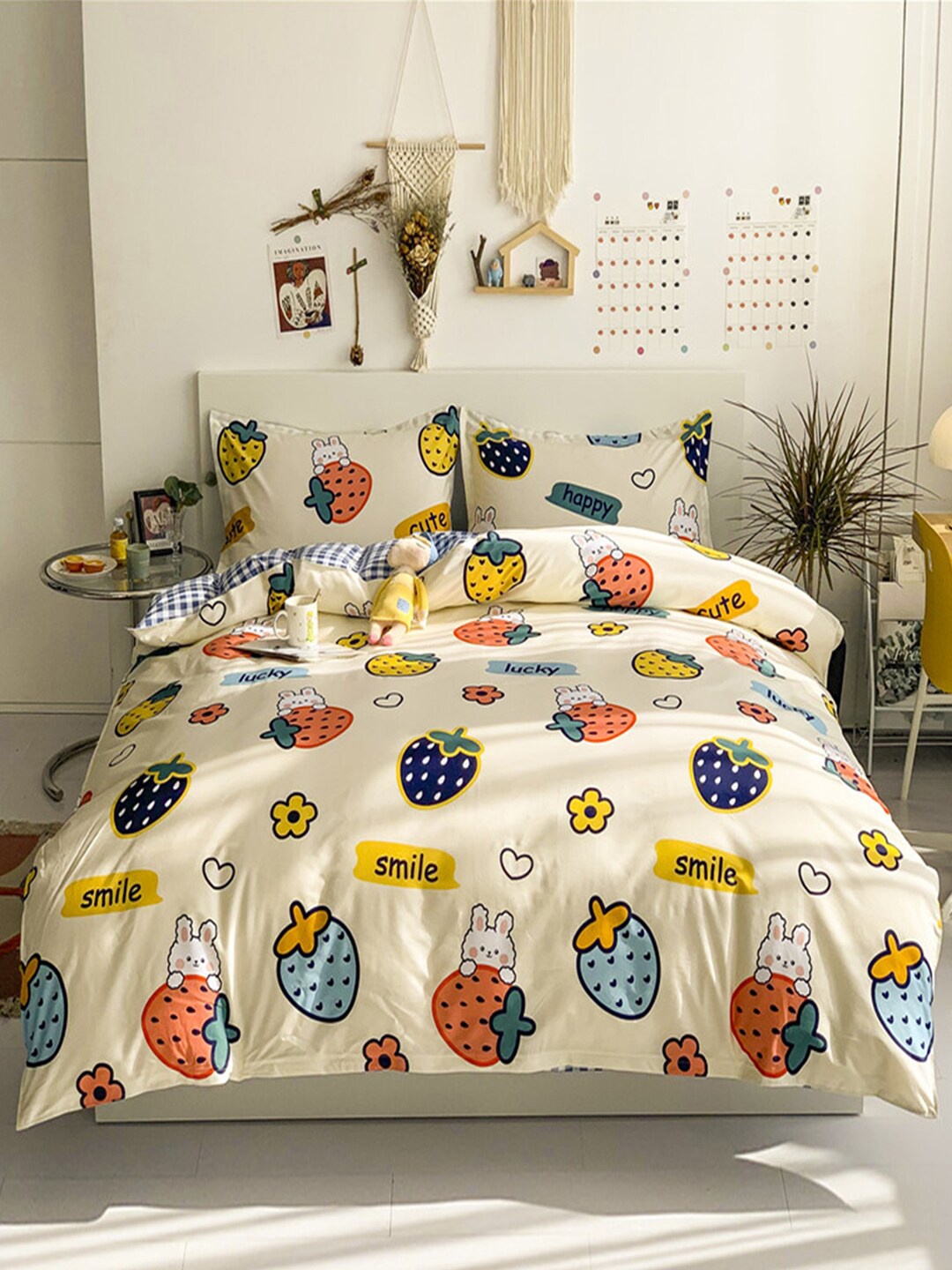 

JC HOME Multicolor Printed Cotton Single Bedding Set, Beige