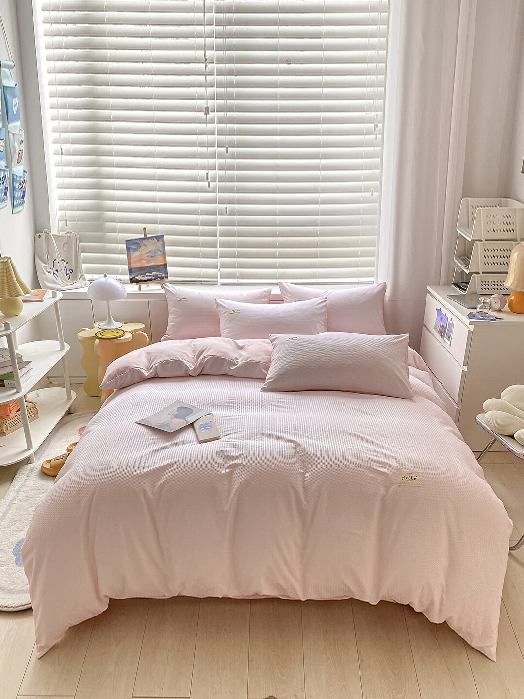 

JC Collection Peach Solid Double King Bedsheet with 2 Pillow Covers & 1 Quilt Cover