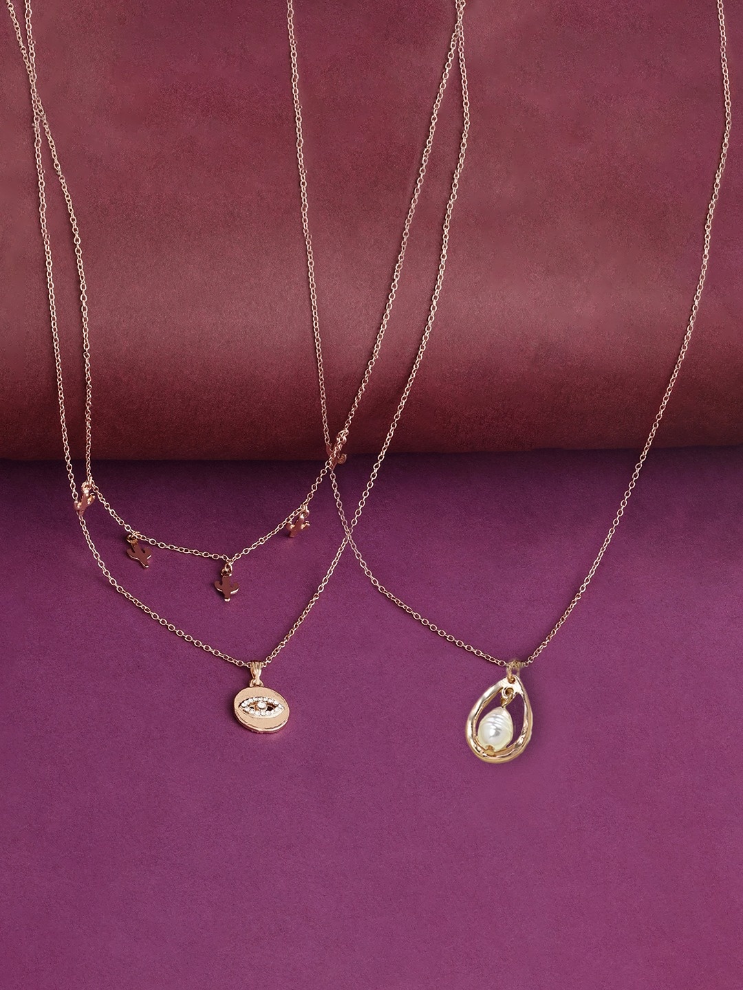 AMI Set of 2 Gold-Plated Layered Contemporay Chain