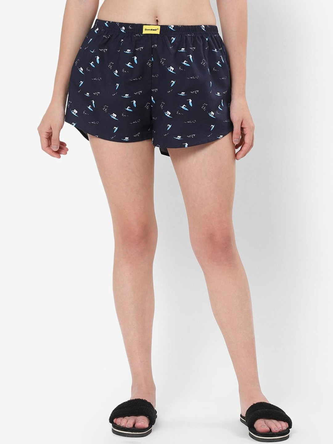 

Bewakoof Women Conversational Printed Shorts, Blue