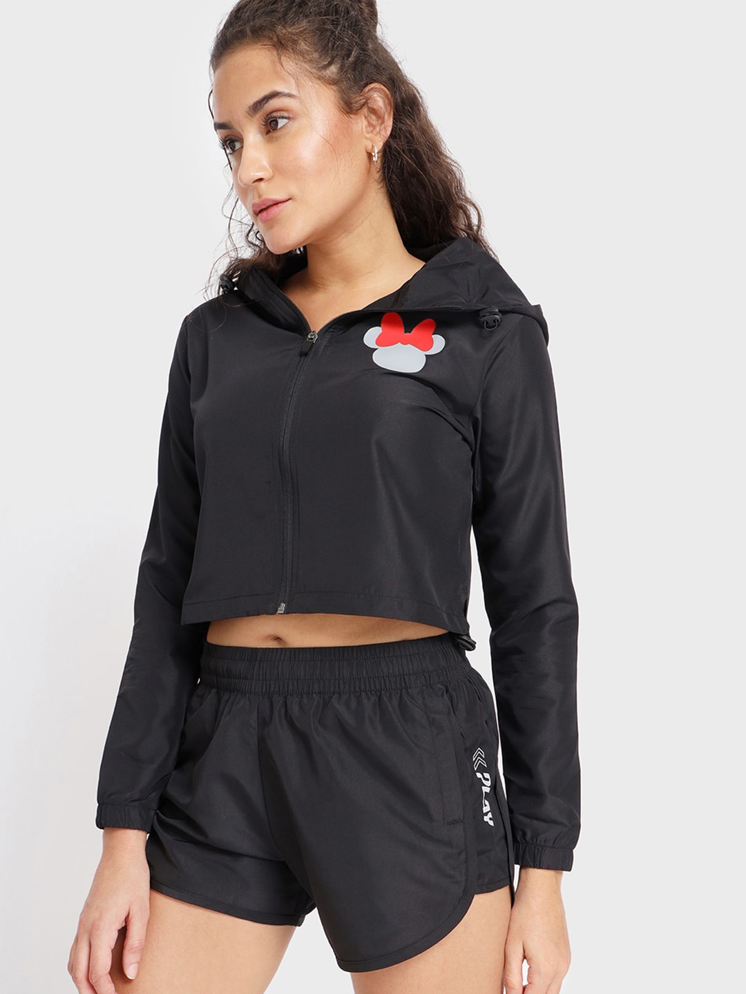 

Bewakoof Women Black Solid Crop Training or Gym Tailored Jacket