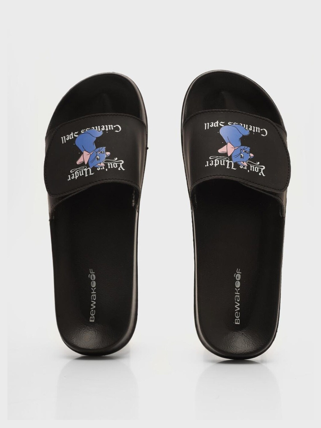 

Bewakoof Women Printed Rubber Sliders, Black