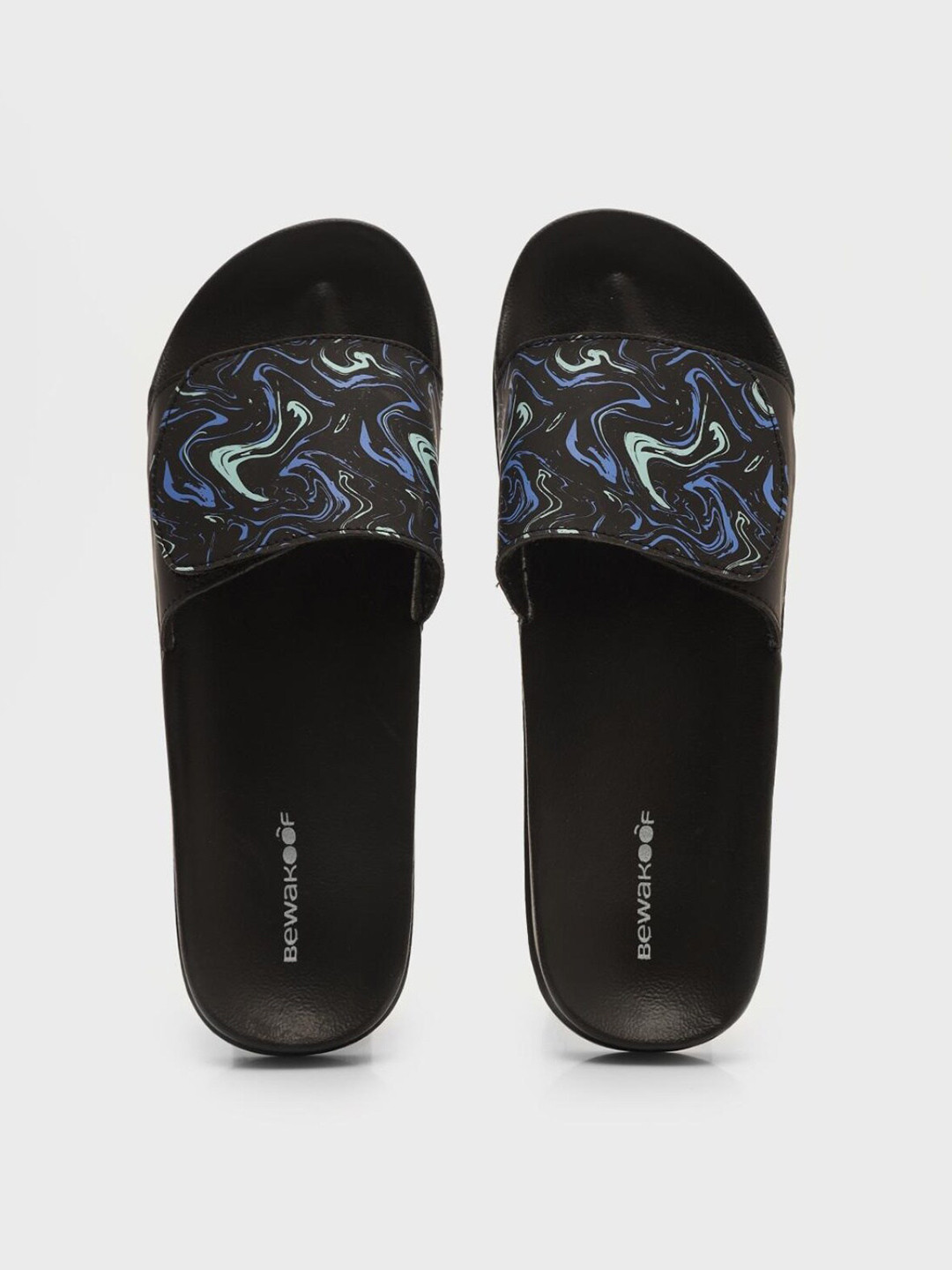

Bewakoof Women Printed Rubber Sliders, Black
