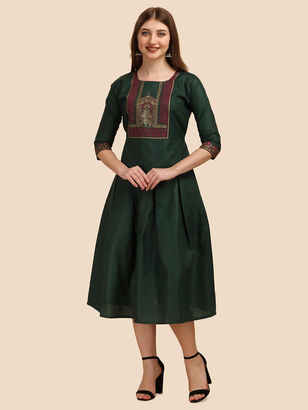 

Paralians Green Ethnic Motifs Midi Dress