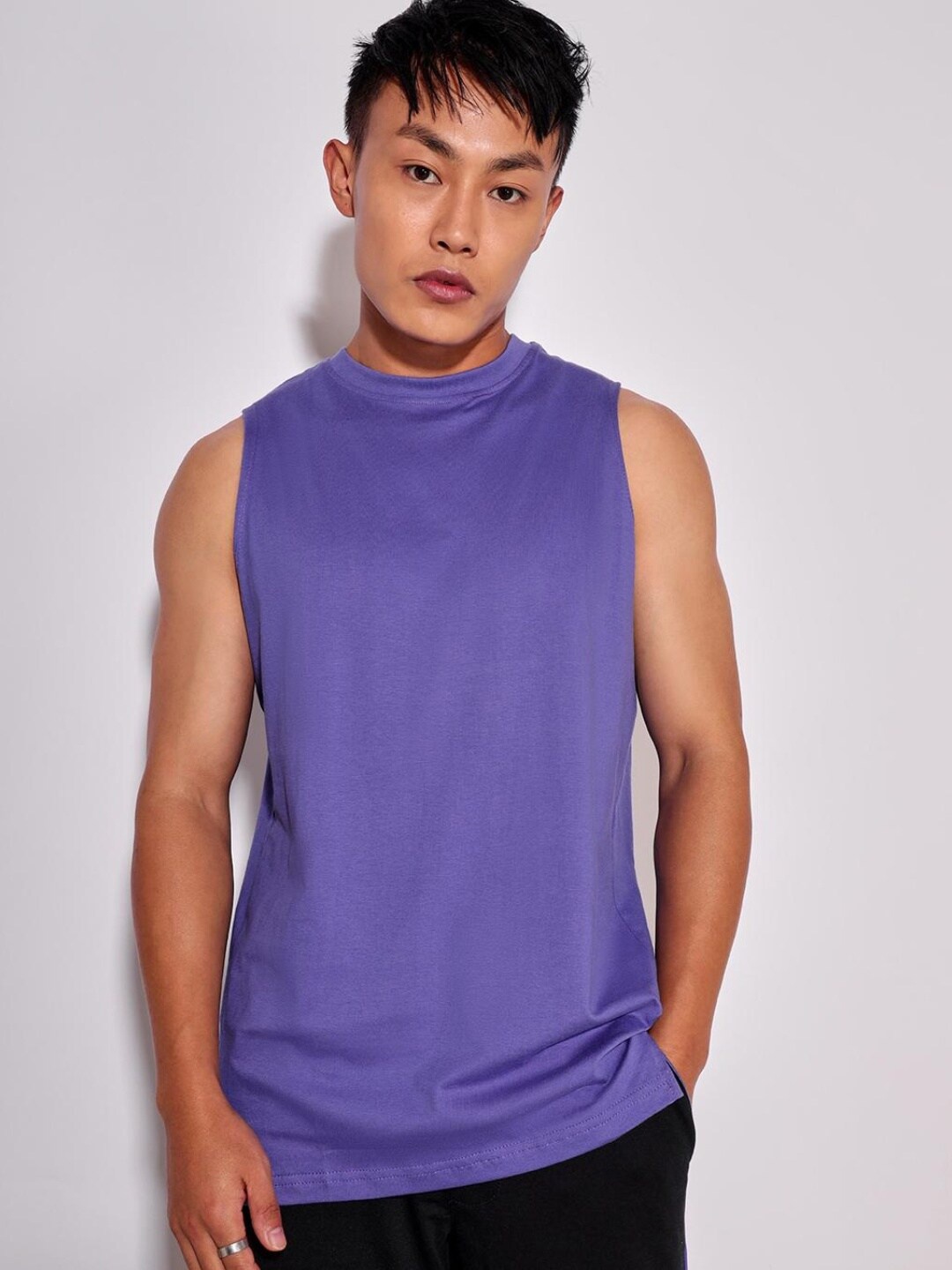 

Bewakoof Men Violet Colored Solid Cotton Innerwear Vests