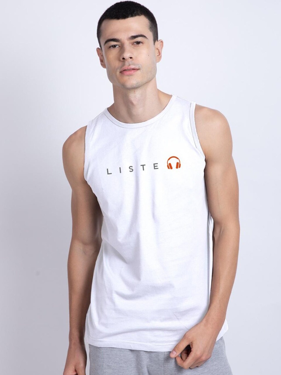 

Bewakoof Men White Printed Cotton Innerwear Vests