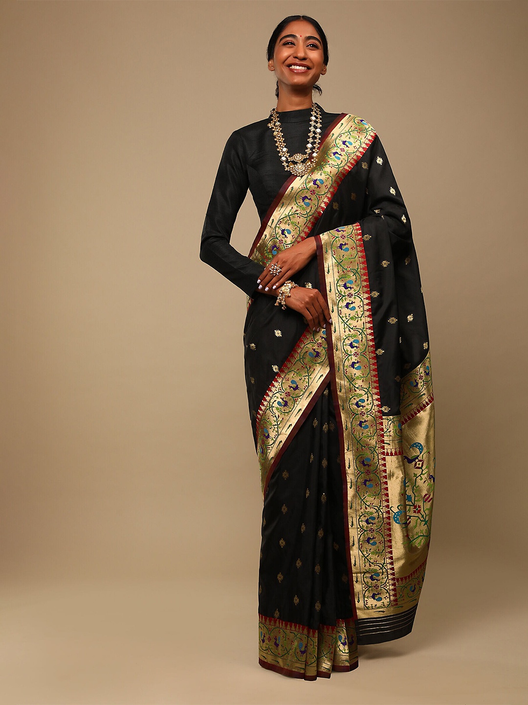

Mitera Black & Blue Woven Design Zari Art Silk Banarasi Saree