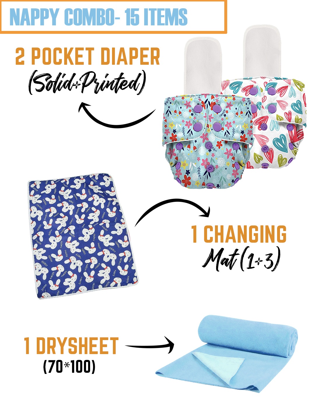 

Moms Home Set Of 10 Baby Care Nappy Combo., Multi