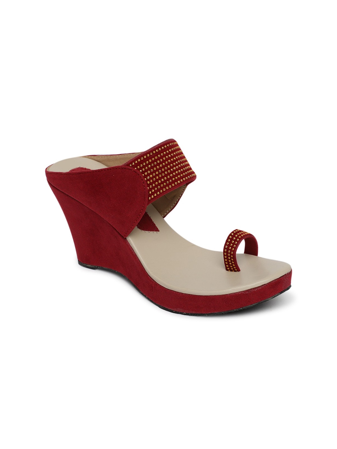 

LONDON STEPS Maroon Solid Suede Wedge