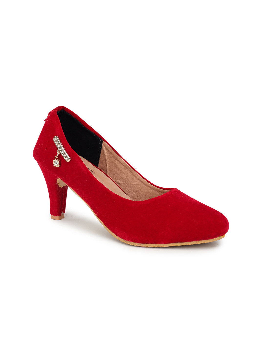 

LONDON STEPS Red Solid Suede Pumps