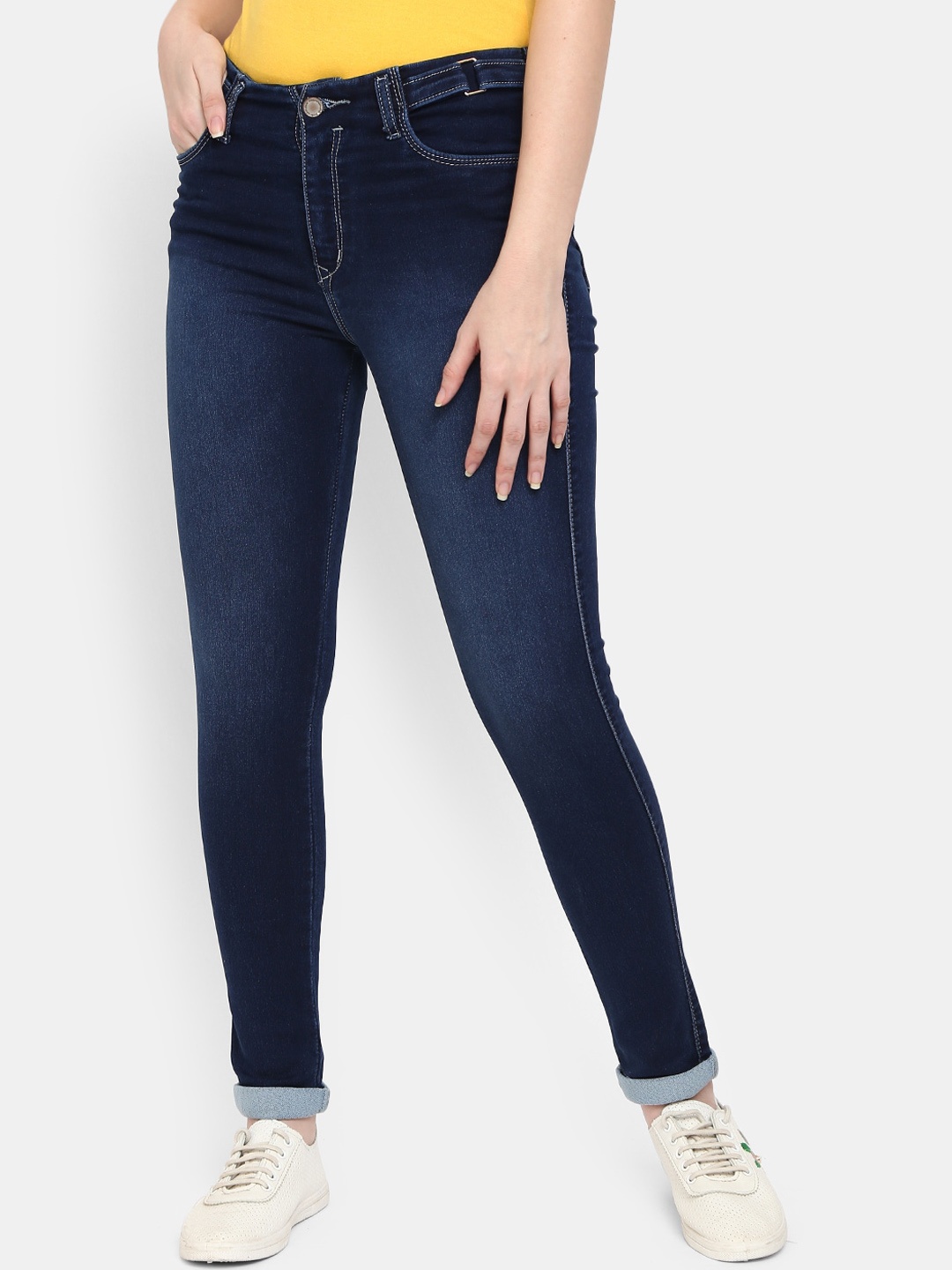 

V-Mart Women Blue High-Rise Mildly Distressed Light Fade Jeans