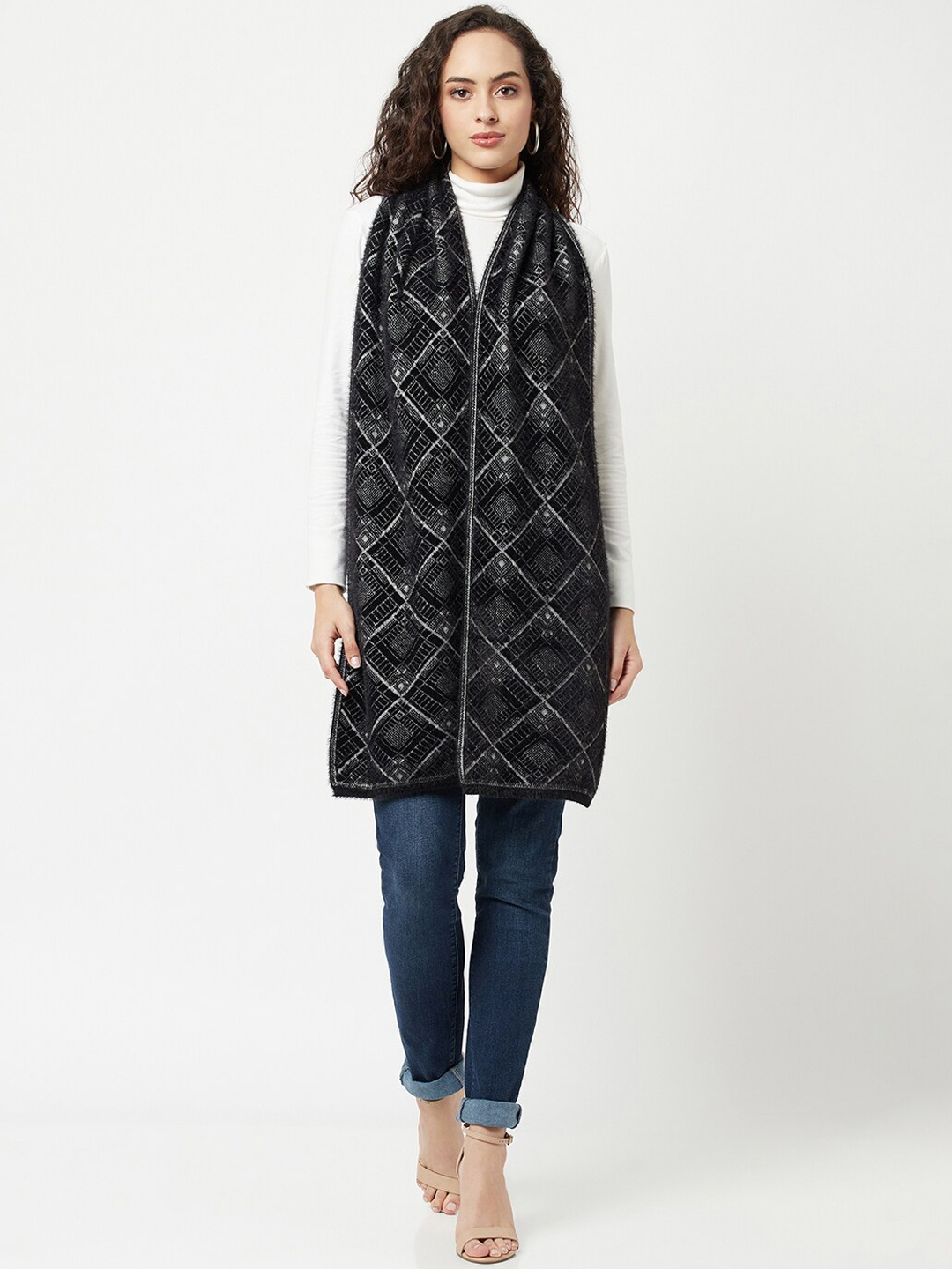 

Knitstudio Women Black Paisley Knitted Mufflers