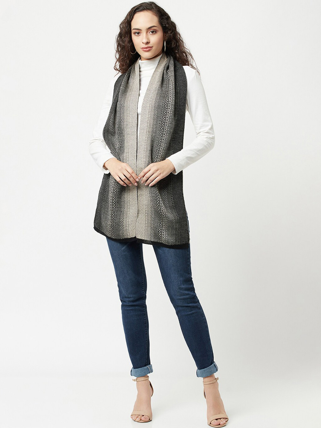 

Knitstudio Women Black Solid Knitted Mufflers