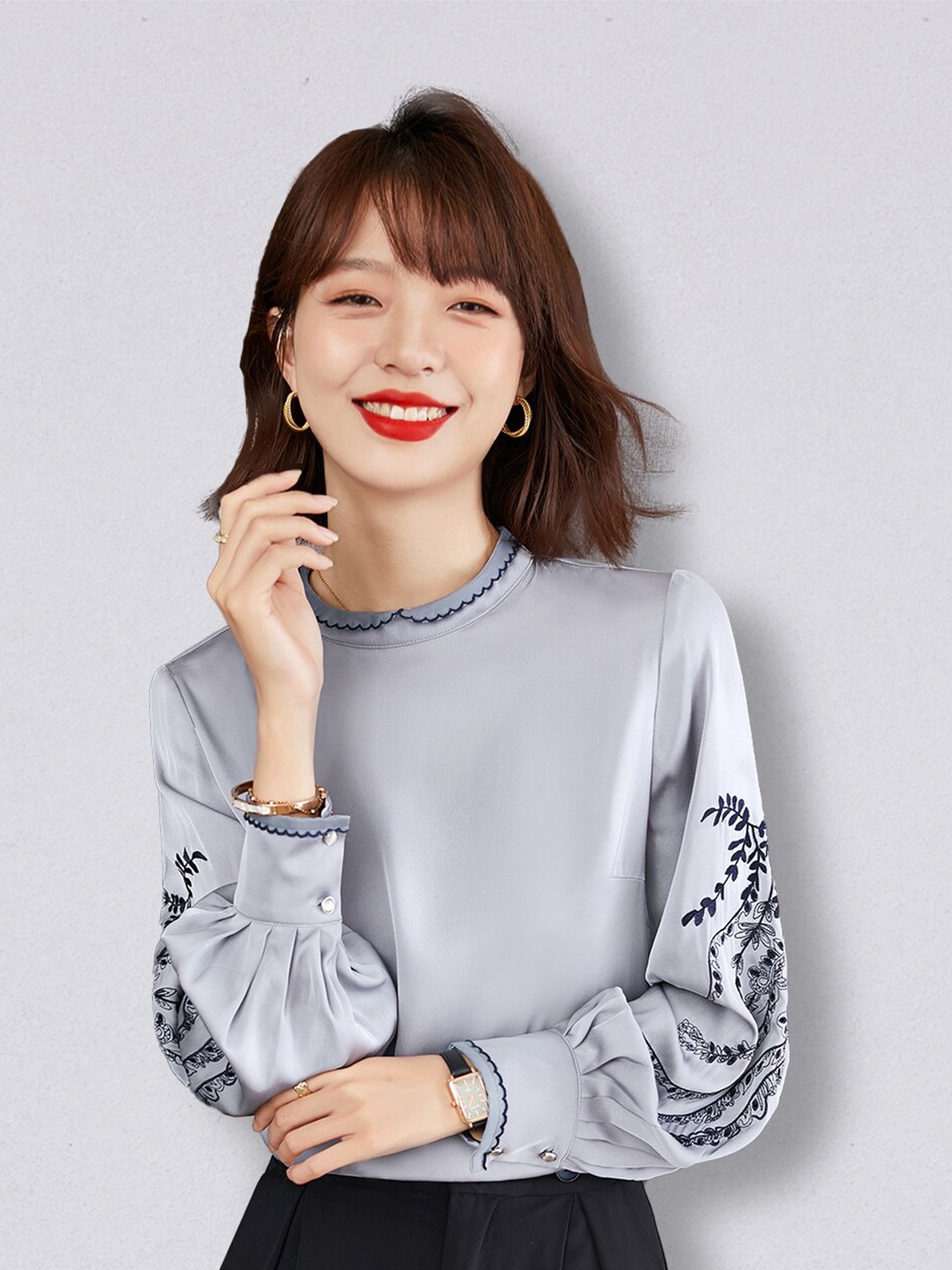 

JC Collection Women Grey Floral Casual Shirt