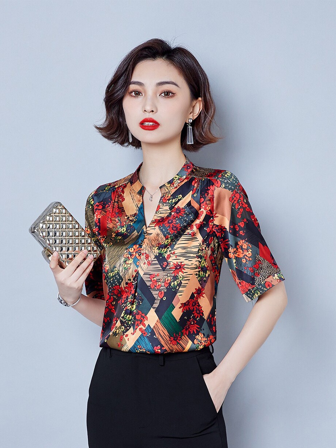 

JC Collection Women Red Printed Casual Shirt