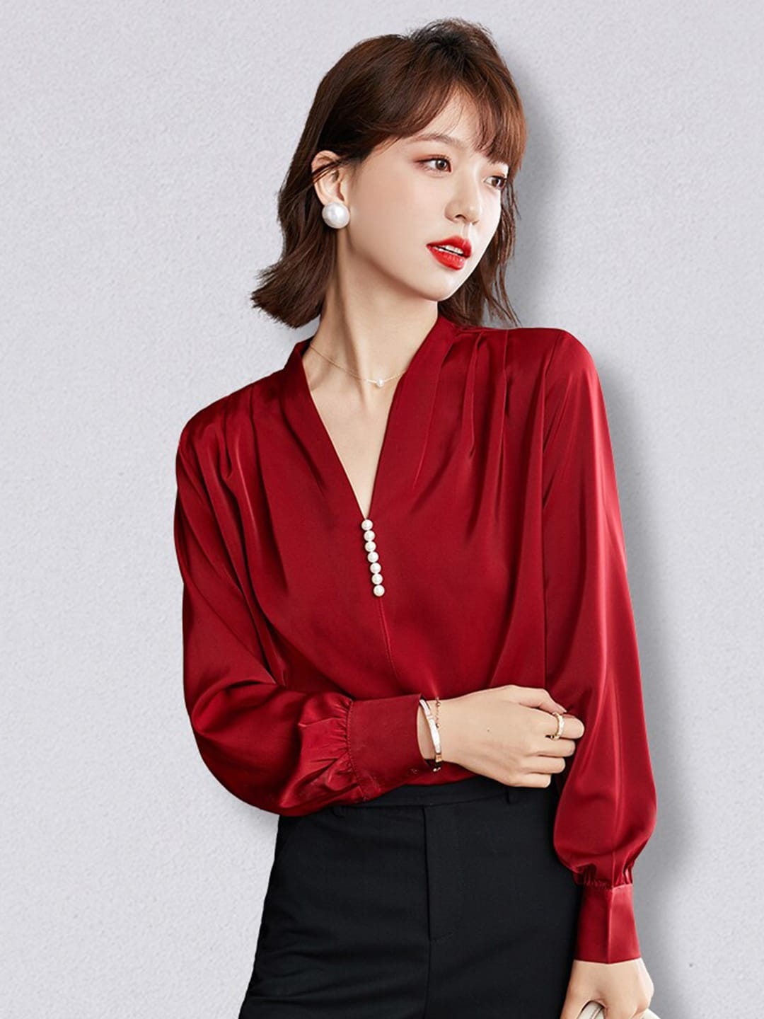 

JC Collection Red Solid Casual Top