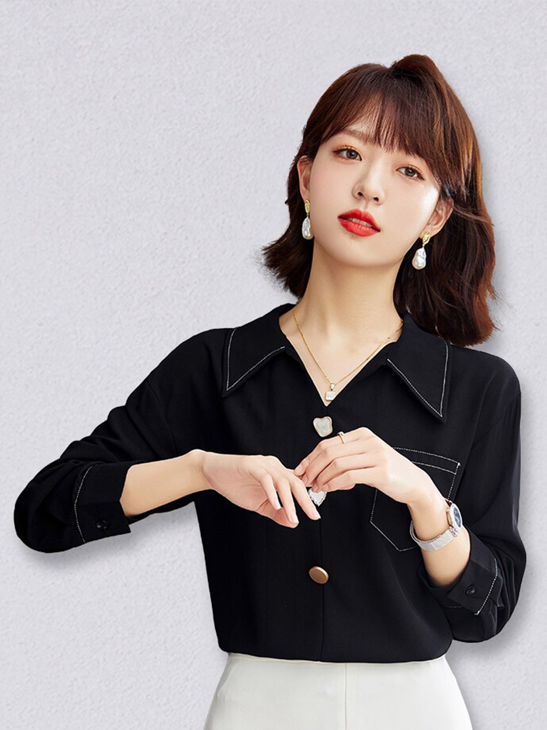 

JC Collection Women Black Solid Casual Shirt
