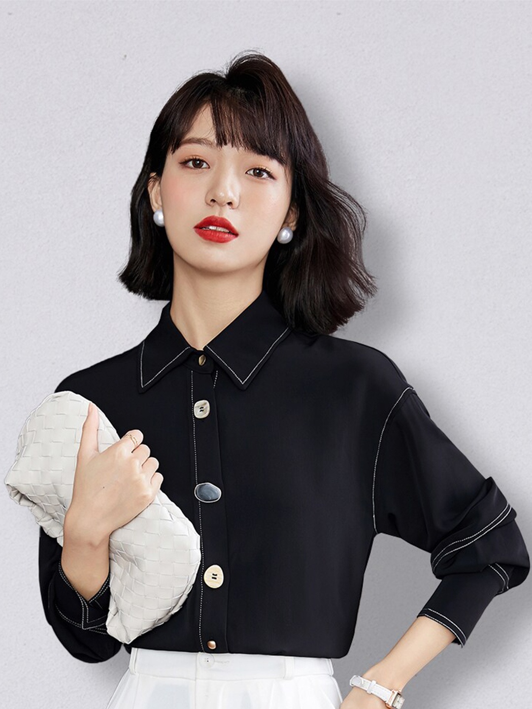 

JC Collection Women Black Solid Casual Shirt