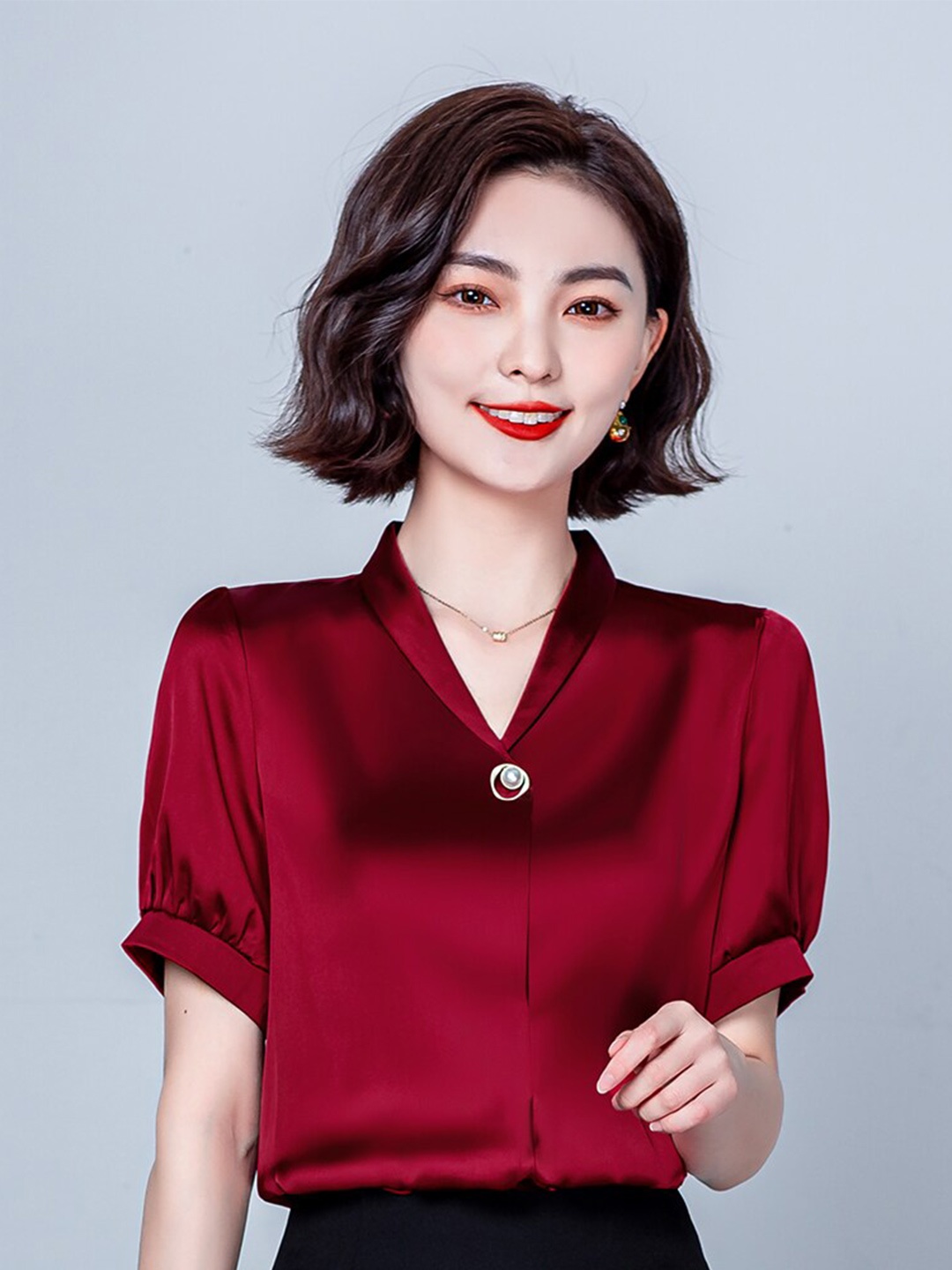 

JC Collection Red Solid Shirt Style Top