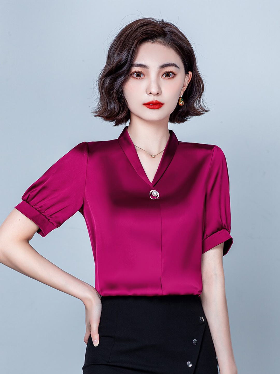

JC Collection Purple Shirt Solid Style Top
