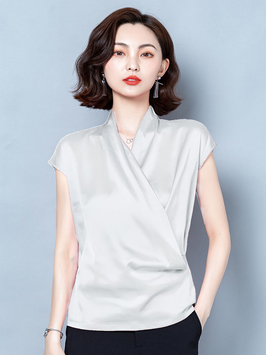 JC Collection Women White Extended Sleeves Top