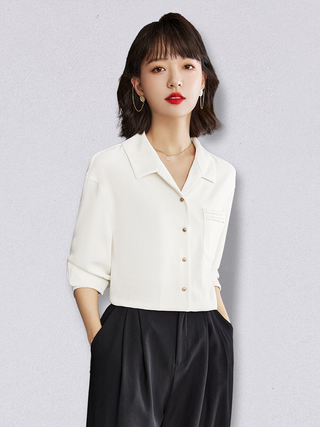 

JC Collection Women White Solid Polyester Casual Shirt