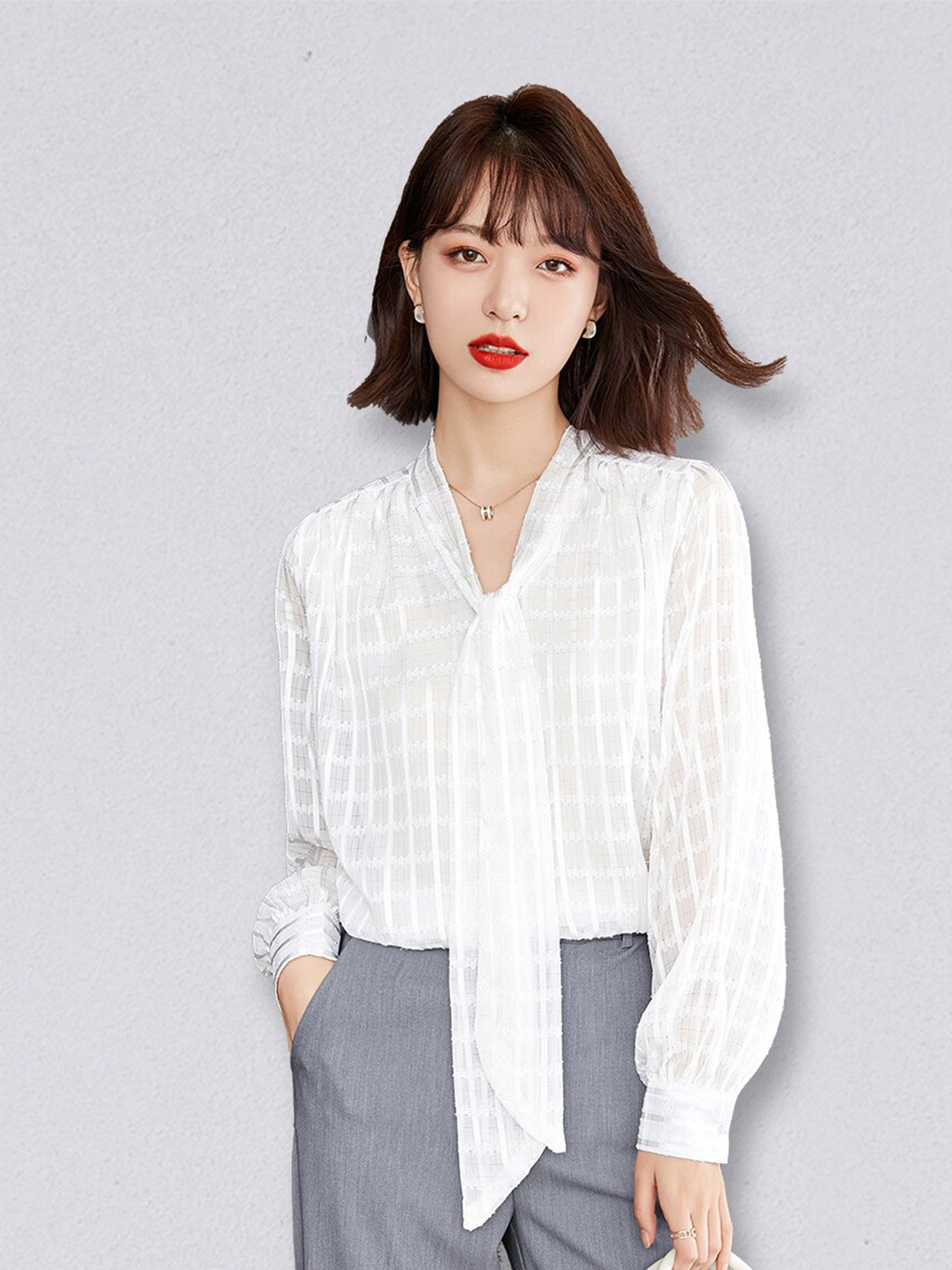 

JC Collection Women White Self Design Polyester Casual Shirt